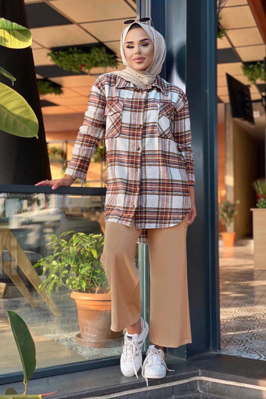 Vêtements hijab BRUN PANTALON EN CRÊPE T 1001