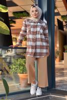 Vêtements hijab BRUN PANTALON EN CRÊPE T 1001