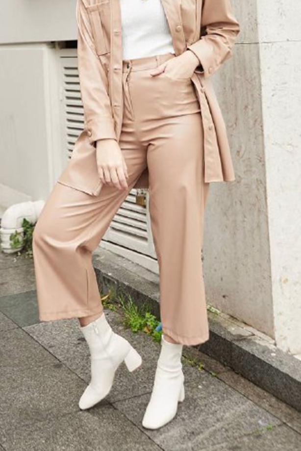 Vêtements hijab  WIDE CUT FAUX LEATHER TROUSERS 3720  - TRENDTESETTÜR
