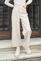 Hijab clothing BEIGE WIDE CUT FAUX LEATHER TROUSERS 3720 