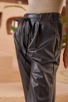 Tesettür giyim SİYAH GİZLİ FERMUARLI DERİ PANTOLON 5020 