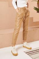 Tesettür giyim KAHVE GİZLİ FERMUARLI DERİ PANTOLON 5020 