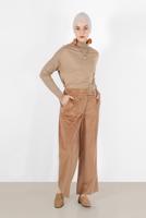 Tesettür giyim KAHVE ALVİNA FİTİLLİ KADİFE GENİŞ PAÇA PANTOLON 70033  