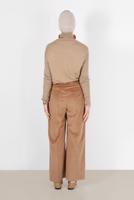 Tesettür giyim KAHVE ALVİNA FİTİLLİ KADİFE GENİŞ PAÇA PANTOLON 70033  