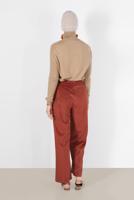 Tesettür giyim KAHVE ALVİNA FİTİLLİ KADİFE GENİŞ PAÇA PANTOLON 70033  