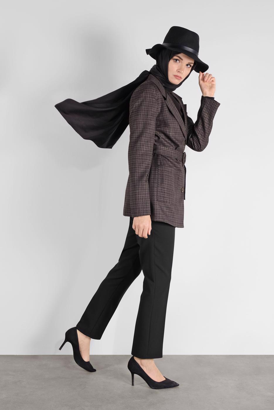 Tesettür giyim SİYAH ALVİNA KLASİK KESİM PANTOLON 70127 