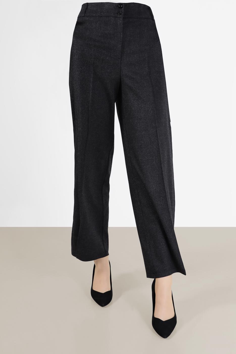 Tesettür giyim SİYAH ALVİNA BOL KESİM KLASİK PANTOLON 70139 