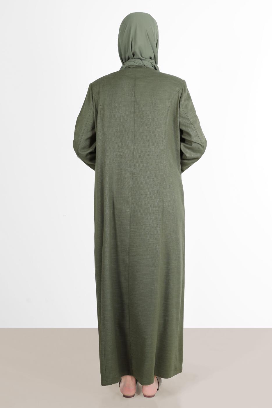 Vêtements hijab KAKI ALVİNA SNAP DETAIL BOUTONNÉ PARDESSUS 1040