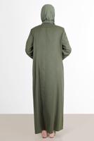 Vêtements hijab KAKI ALVİNA SNAP DETAIL BOUTONNÉ PARDESSUS 1040