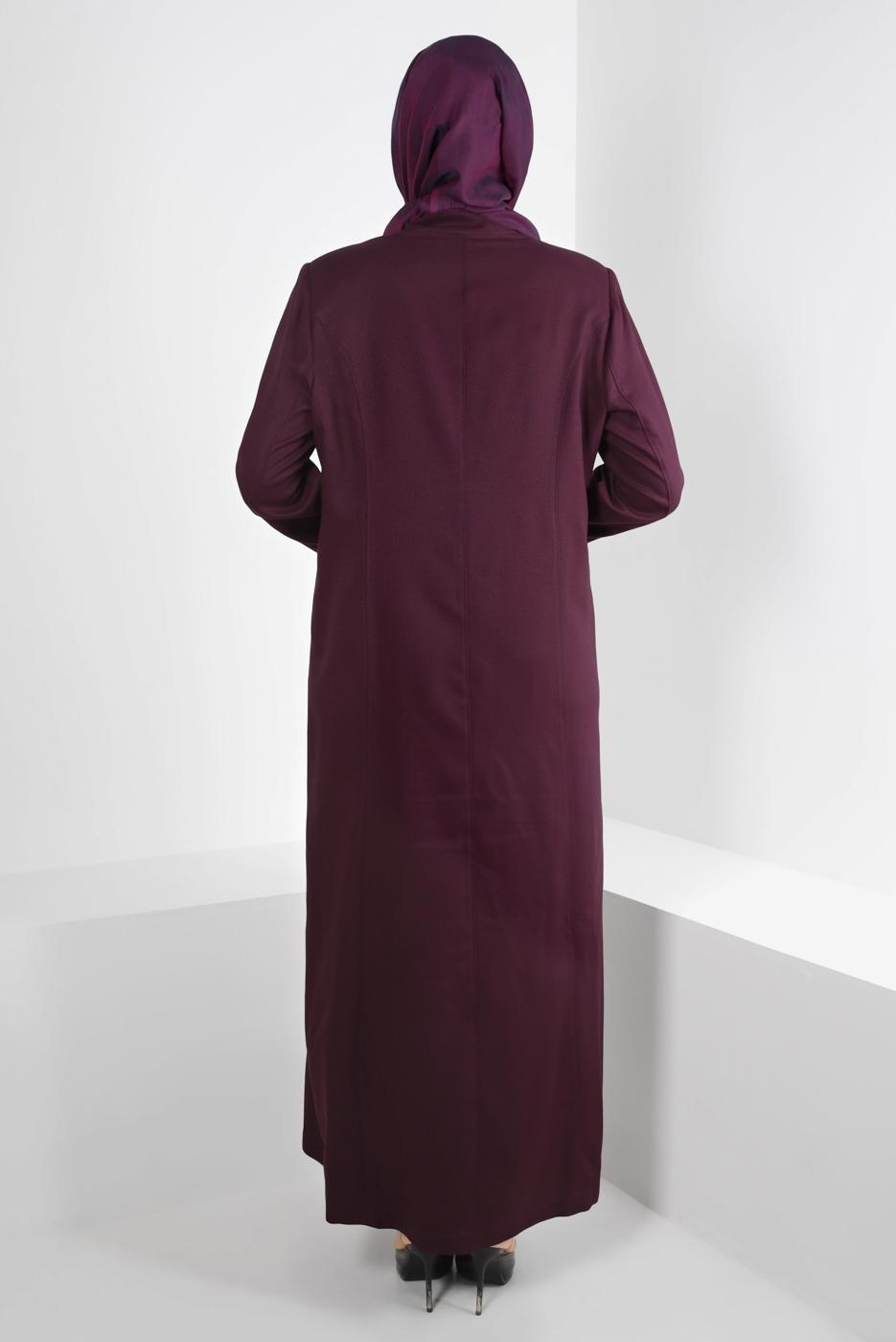 Tesettür giyim MÜRDÜM ALVİNA ZIMBA DETAYLI DÜĞMELİ PARDESÜ 1040 