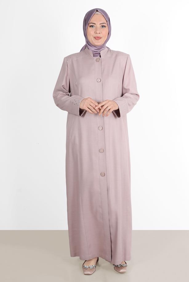 Vêtements hijab POUDRE ALVİNA SNAP DETAIL BOUTONNÉ PARDESSUS 1040 - TRENDTESETTÜR