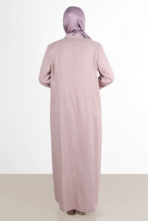 Vêtements hijab POUDRE ALVİNA SNAP DETAIL BOUTONNÉ PARDESSUS 1040 - TRENDTESETTÜR