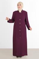 Vêtements hijab PRUNE ALVİNA COL MANDARINE BOUTONNÉ PARDESSUS 1057