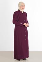 Vêtements hijab PRUNE ALVİNA COL MANDARINE BOUTONNÉ PARDESSUS 1057