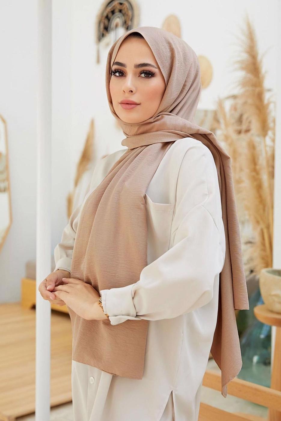 Hijab clothing BEIGE COTTON SHAWL 3010 