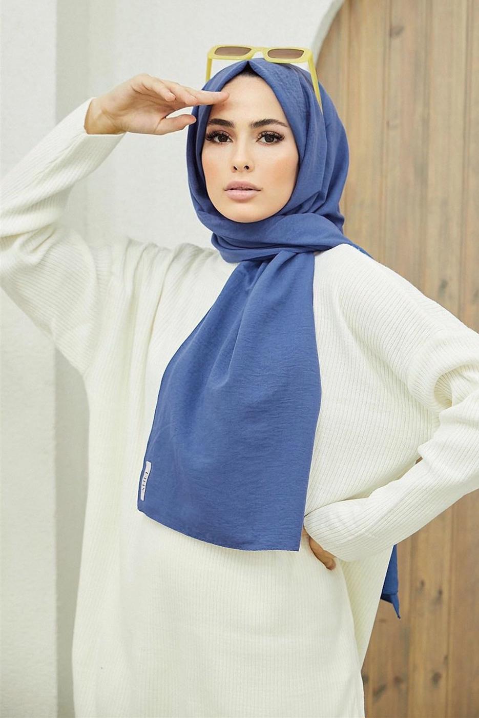 Vêtements hijab BLEU MARINE CHÂLE EN COTON 3010
