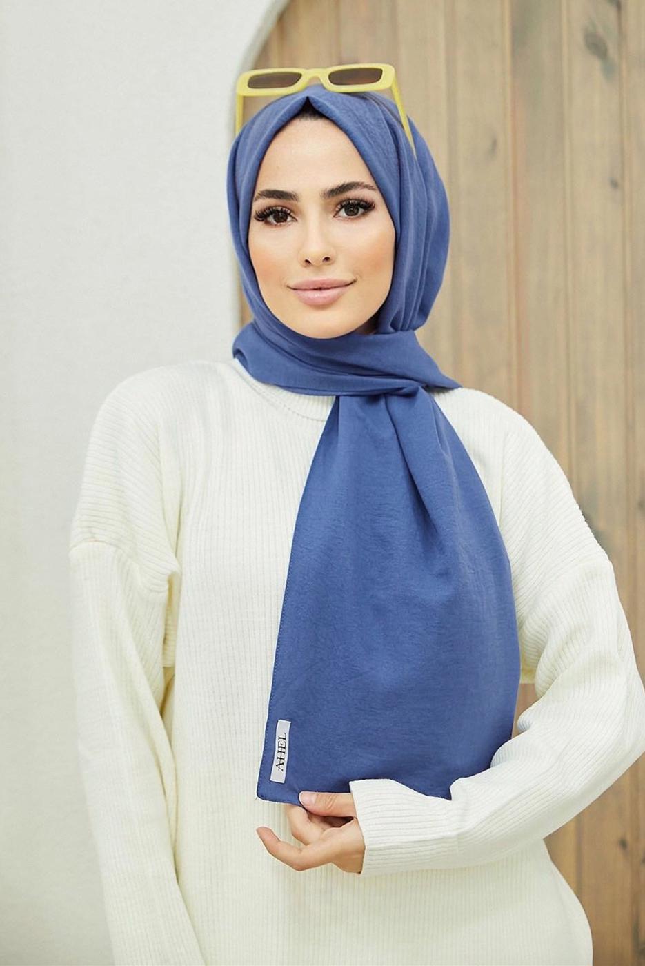 Vêtements hijab BLEU MARINE CHÂLE EN COTON 3010