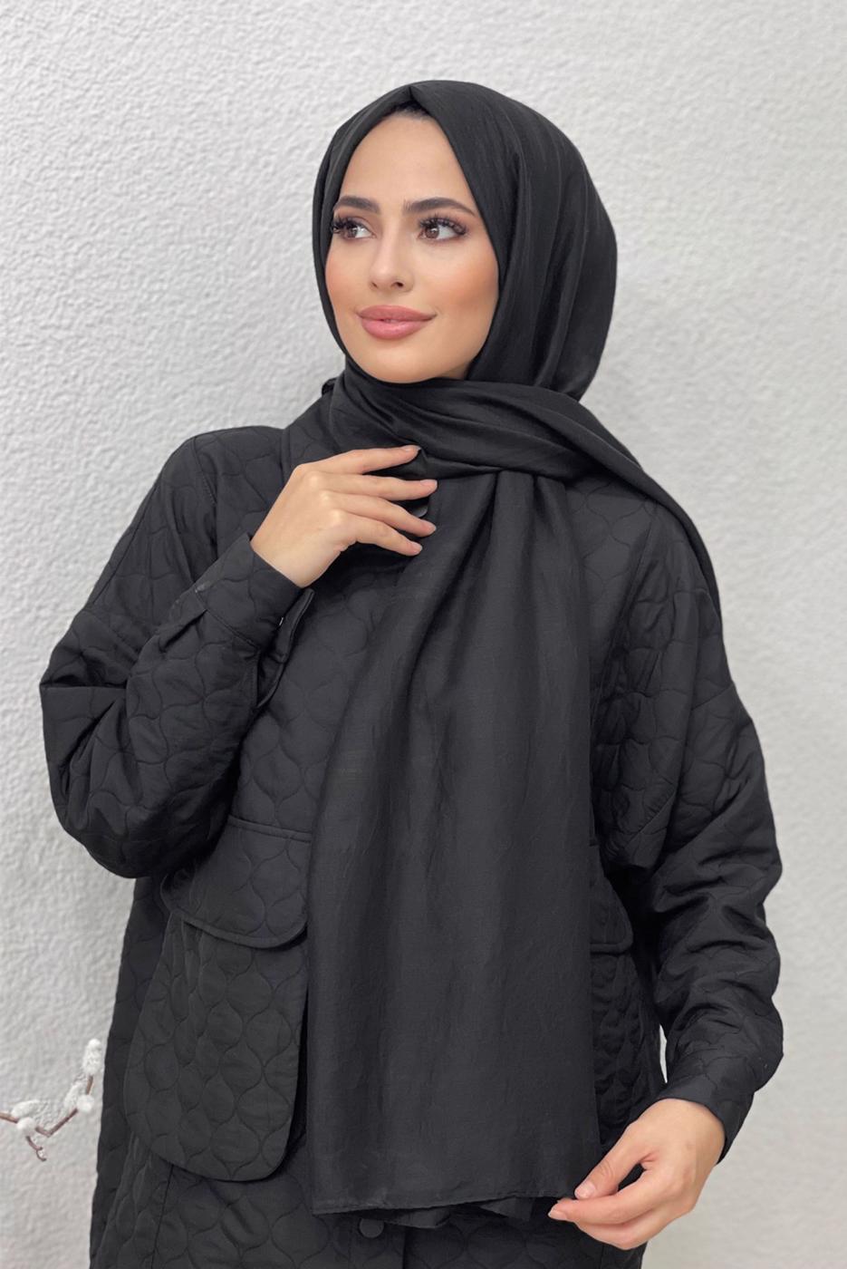Tesettür giyim SİYAH FRESH ŞAL 4620 