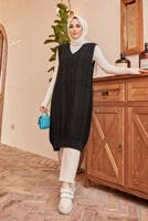 Hijab clothing BLACK PATTERNED KNITWEAR SWEATER 1503 