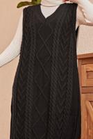 Hijab clothing BLACK PATTERNED KNITWEAR SWEATER 1503 