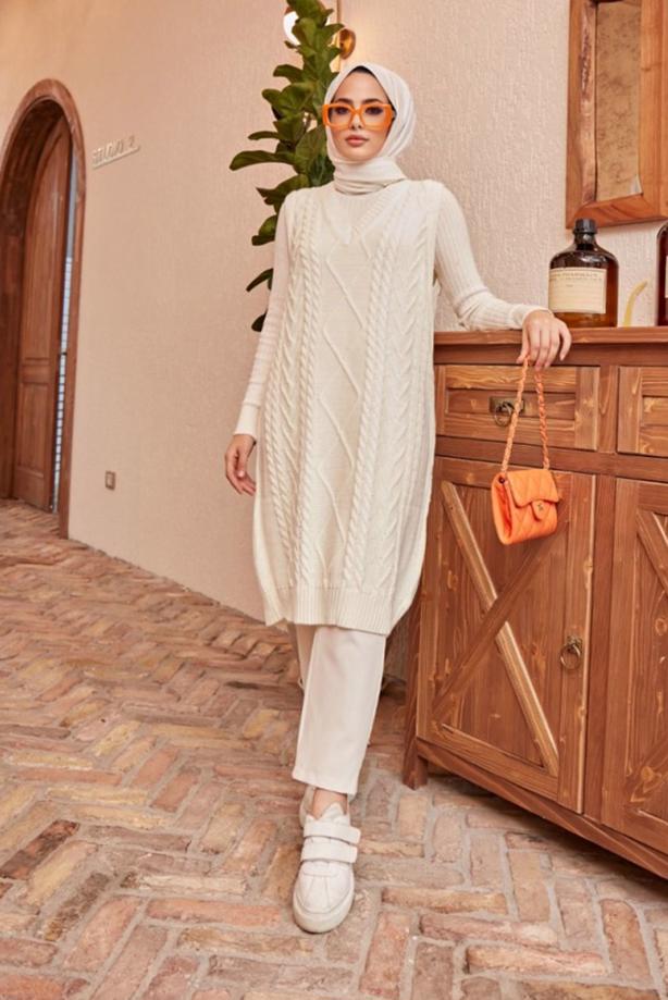 Vêtements hijab  PATTERNED KNITWEAR SWEATER 1503  - TRENDTESETTÜR