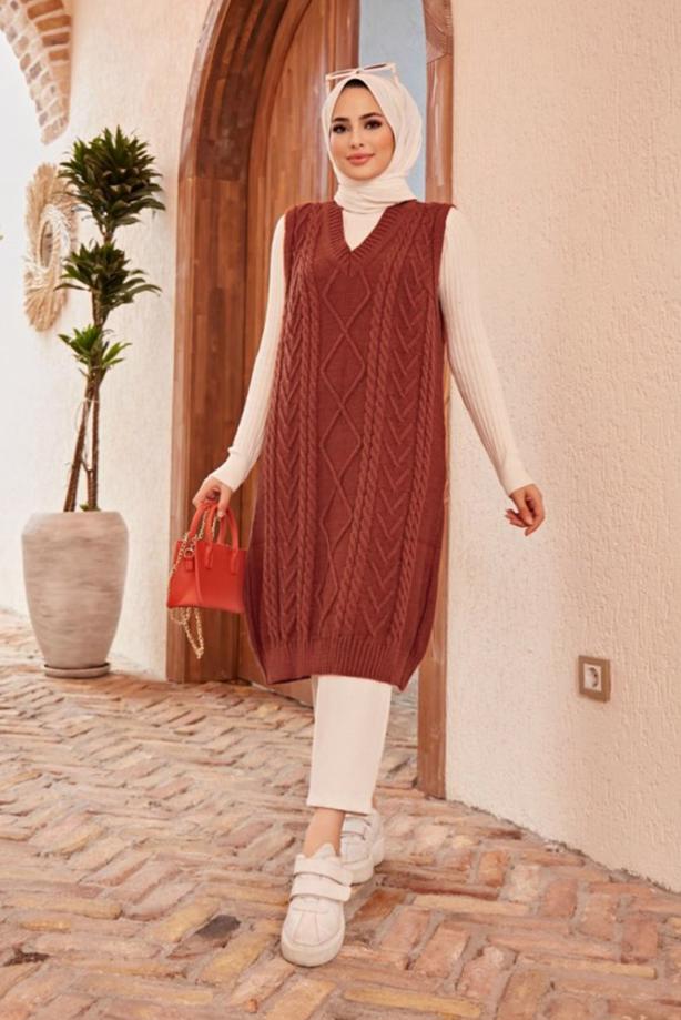 Vêtements hijab  PATTERNED KNITWEAR SWEATER 1503  - TRENDTESETTÜR