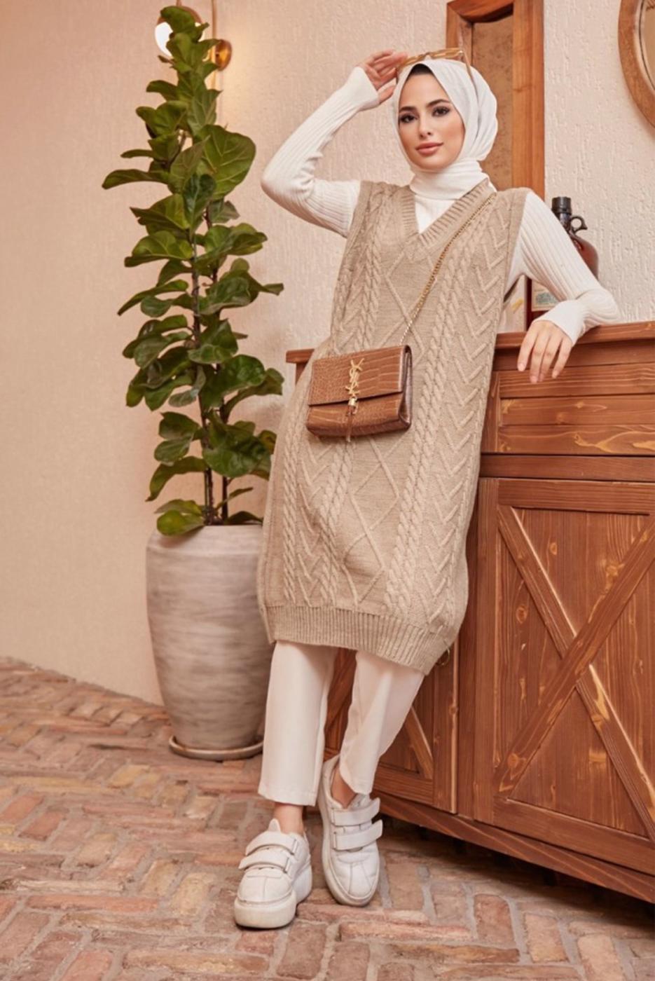 Vêtements hijab VISON PULL EN MAILLE À MOTIFS 1503