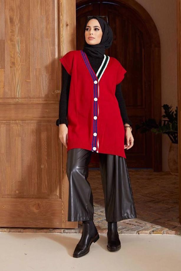 Vêtements hijab  COLORED BUTTONED SWEATER 4220  - TRENDTESETTÜR