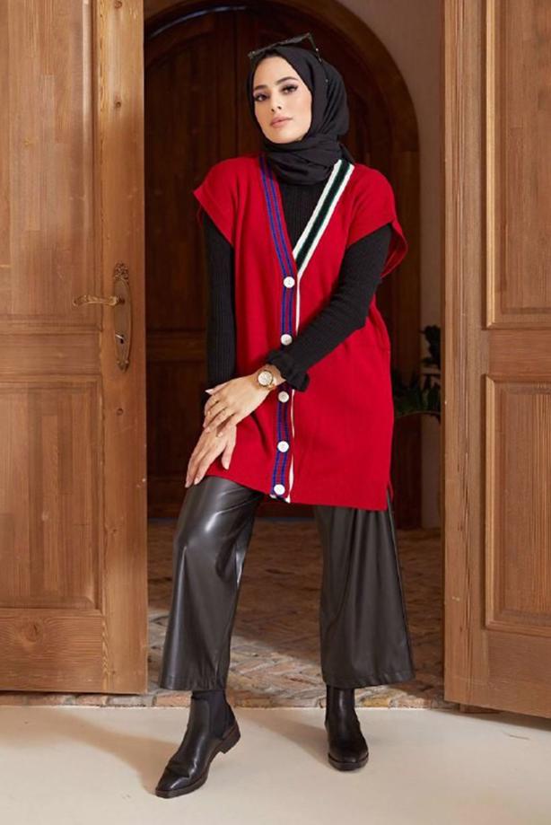Vêtements hijab  COLORED BUTTONED SWEATER 4220  - TRENDTESETTÜR