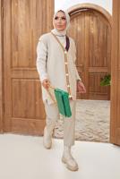 Vêtements hijab BEIGE PULL COLORÉ À BOUTONS 4220