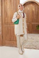 Vêtements hijab BEIGE PULL COLORÉ À BOUTONS 4220