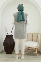 Hijab clothing GREY COLORED BUTTONED SWEATER 4220 