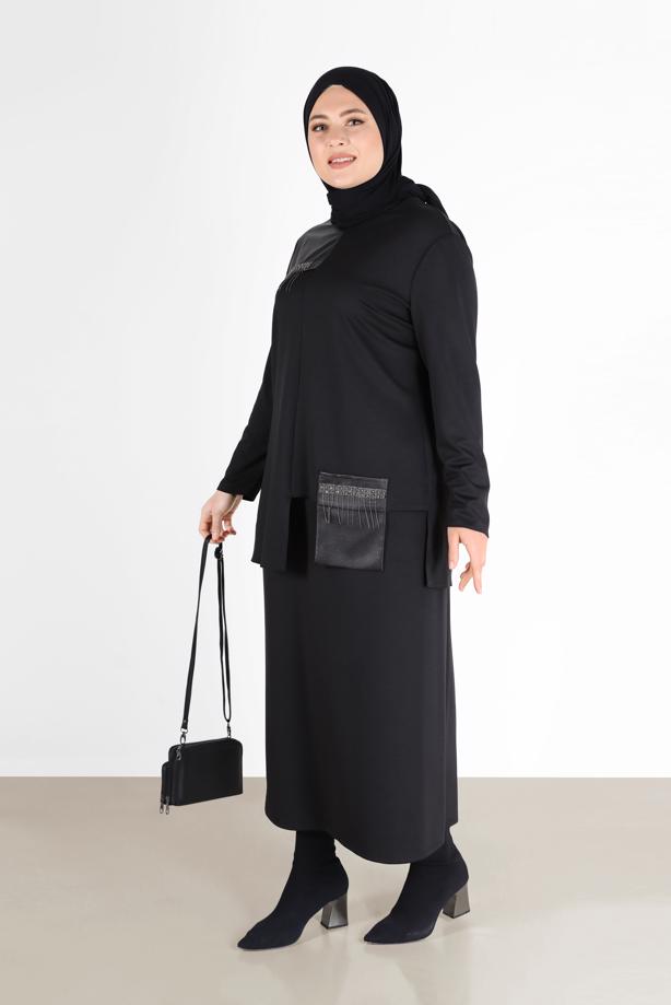 Hijab clothing BLACK ALVINA SKIRTED SUIT T 20190 - TRENDTESETTÜR