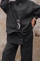 Tesettür giyim SİYAH ERKEK YAKA DÜĞMELİ CEP DETAYLI İKİLİ PANT. TAKIM 14601 