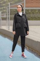 Vêtements hijab NOIR COSTUME PANTALON 2 PIÈCES AVEC POCHE 24601