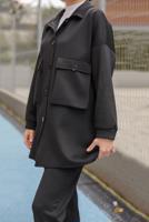 Vêtements hijab NOIR COSTUME PANTALON 2 PIÈCES AVEC POCHE 24601