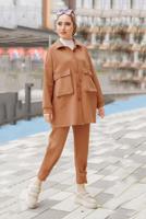 Hijab clothing TABA BUTTON DETAIL 2-PIECE PANTS SUIT WITH POCKET 24601 