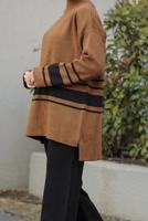 Vêtements hijab TABA COSTUME PANTALON EN MAILLE 2 PIÈCES À RAYURES 27501