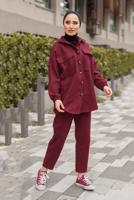 Vêtements hijab ROUGE BORDEAUX COSTUME PANTALON 2 PIÈCES À POCHES AVEC POIGNETS ÉLASTIQUES 55601
