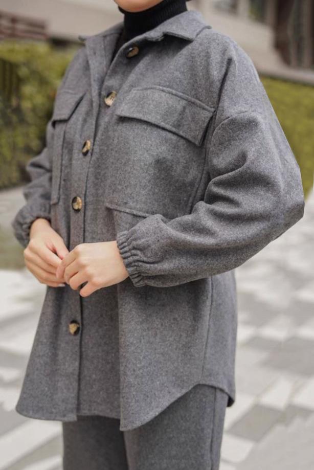 Vêtements hijab  POCKET DETAIL 2-PIECE PANTS SUIT WITH ELASTIC CUFFS 55601  - TRENDTESETTÜR