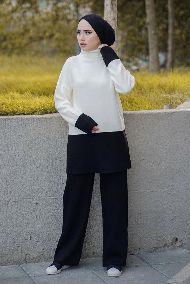 Vêtements hijab  2-COLOR 2-PIECE KNITWEAR PANTS SUIT 57501  - TRENDTESETTÜR