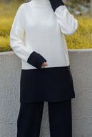 Tesettür giyim KREM İKİ RENKLİ İKİLİ PANT. TRİKO TAKIM 57501 