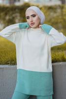 Hijab clothing CREAM 2-COLOR 2-PIECE KNITWEAR PANTS SUIT 57501 