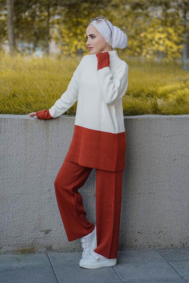 Vêtements hijab  2-COLOR 2-PIECE KNITWEAR PANTS SUIT 57501  - TRENDTESETTÜR