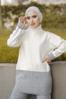 Vêtements hijab CRÈME COSTUME PANTALON EN MAILLE 2 PIÈCES 2 COULEURS 57501