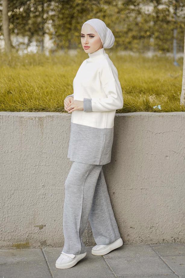 Vêtements hijab  2-COLOR 2-PIECE KNITWEAR PANTS SUIT 57501  - TRENDTESETTÜR