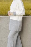 Tesettür giyim KREM İKİ RENKLİ İKİLİ PANT. TRİKO TAKIM 57501 