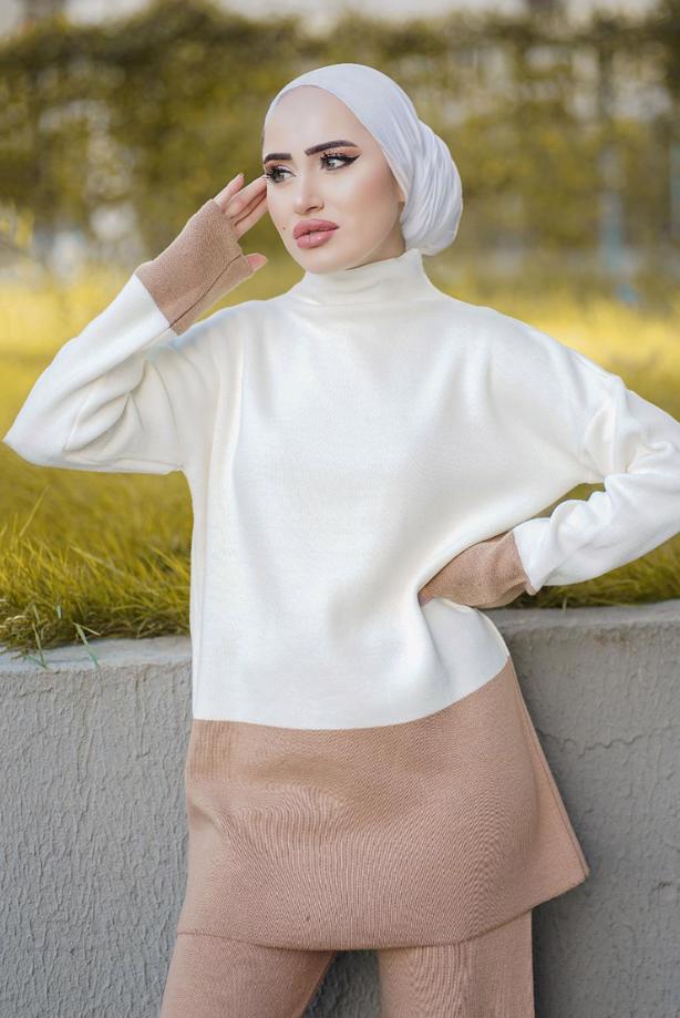 Vêtements hijab  2-COLOR 2-PIECE KNITWEAR PANTS SUIT 57501  - TRENDTESETTÜR