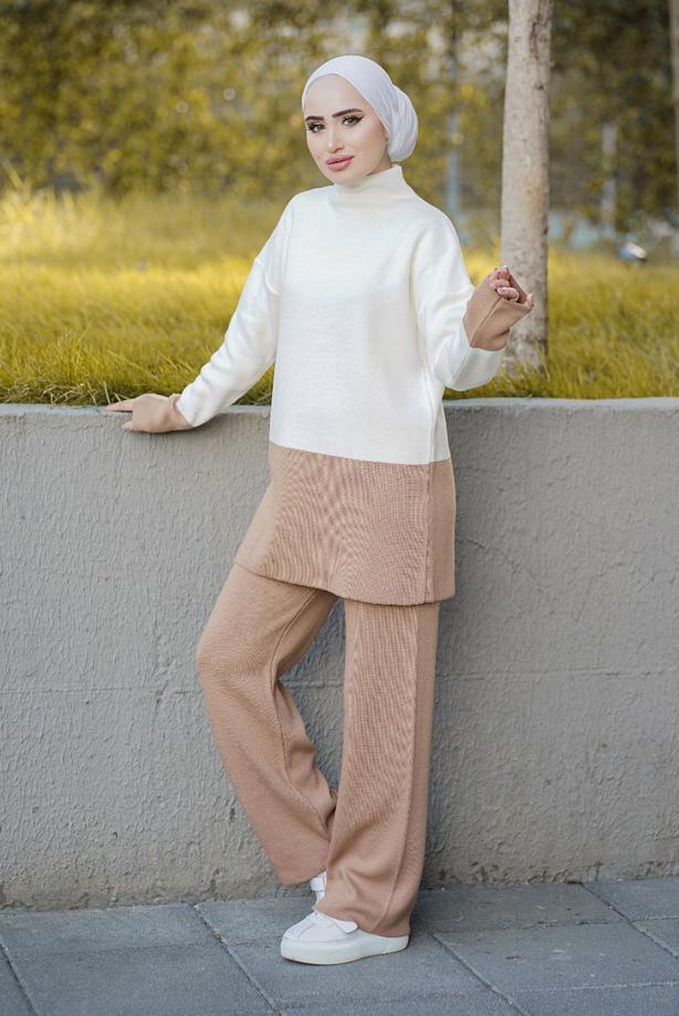 Vêtements hijab  2-COLOR 2-PIECE KNITWEAR PANTS SUIT 57501  - TRENDTESETTÜR