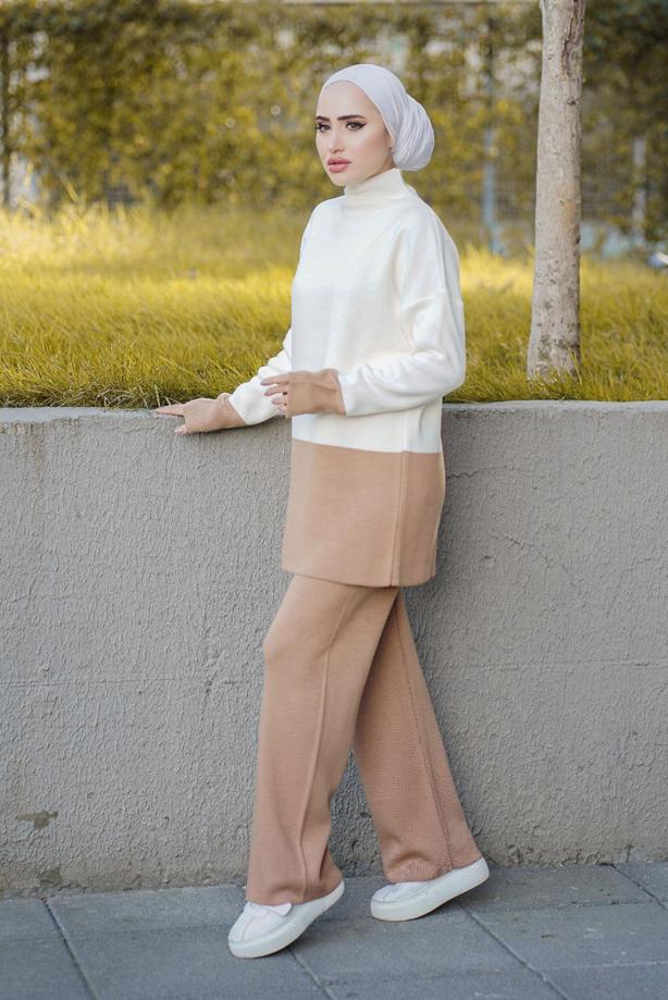 Vêtements hijab  2-COLOR 2-PIECE KNITWEAR PANTS SUIT 57501  - TRENDTESETTÜR